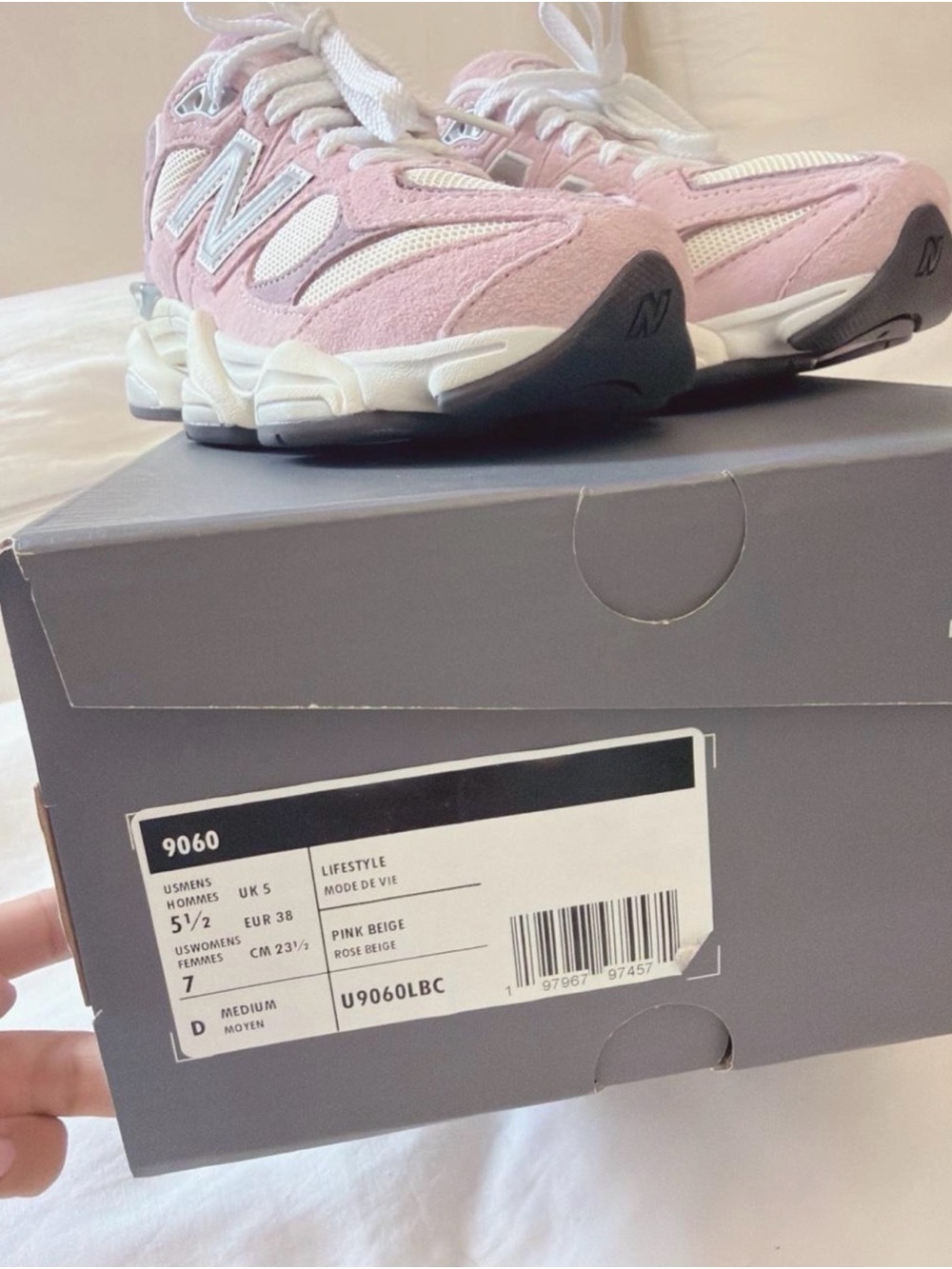 New Balance Women's Pink & Cream Mesh Suede Sneakers - Picture 5 of 8